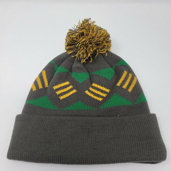 Flylow Revival Pom Beanie Charcoal Gray Yellow Green Knit Hat Unisex Size OSFM - Picture 2 of 6